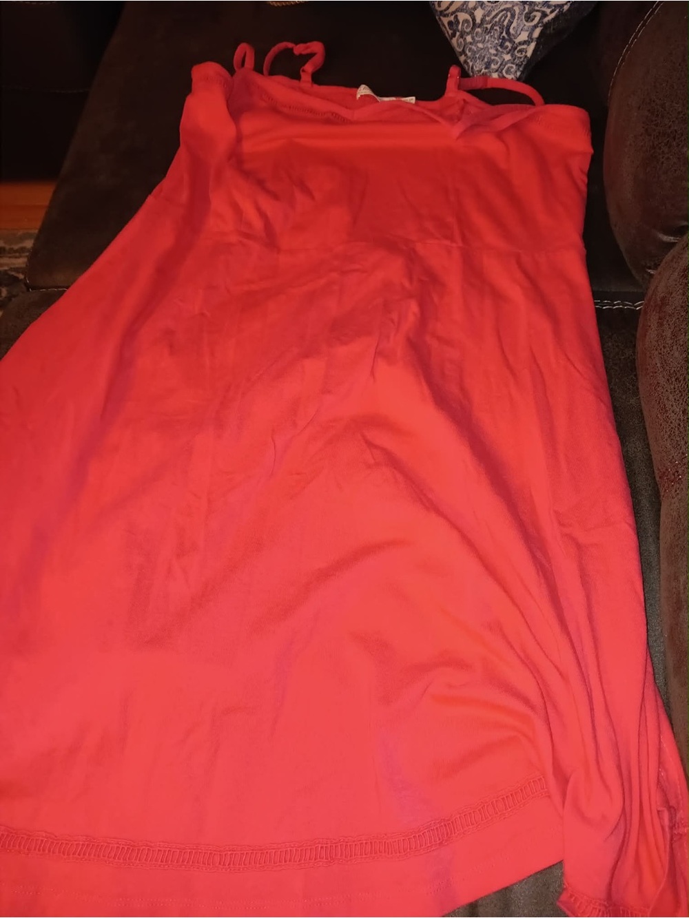 Faded Glory Coral Midi Slip Dress with Spaghetti Straps